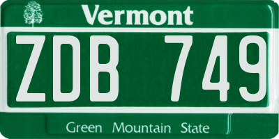 VT license plate ZDB749