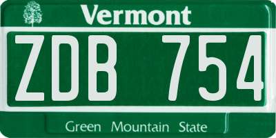 VT license plate ZDB754