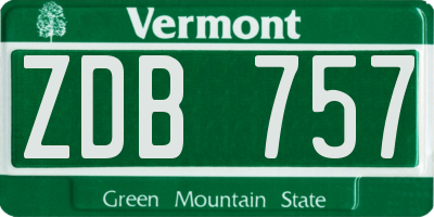 VT license plate ZDB757