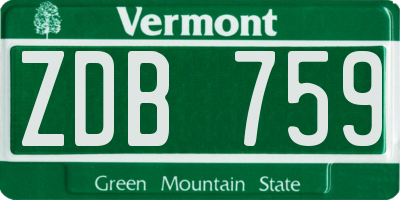 VT license plate ZDB759