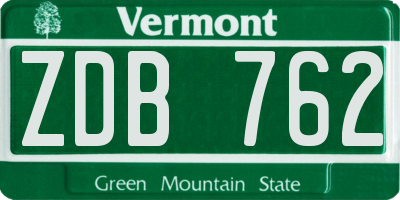 VT license plate ZDB762