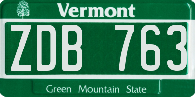 VT license plate ZDB763