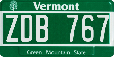 VT license plate ZDB767