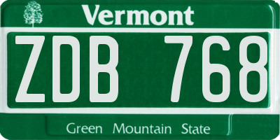 VT license plate ZDB768