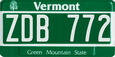 VT license plate ZDB772