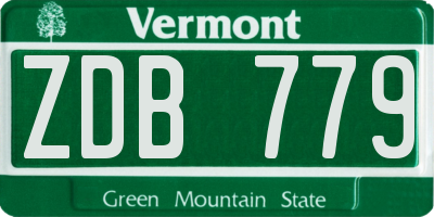 VT license plate ZDB779