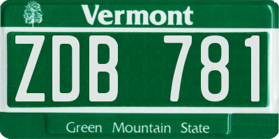 VT license plate ZDB781