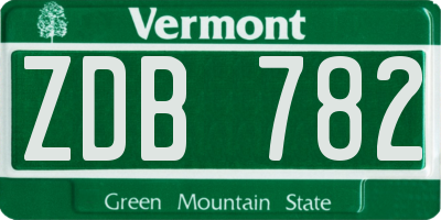 VT license plate ZDB782