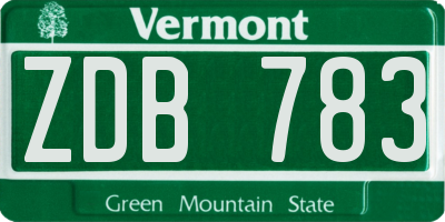 VT license plate ZDB783