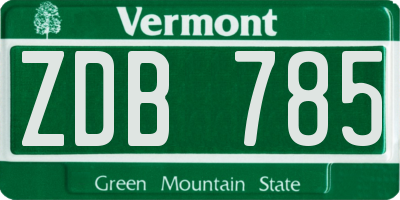 VT license plate ZDB785