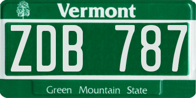 VT license plate ZDB787