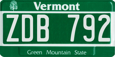 VT license plate ZDB792