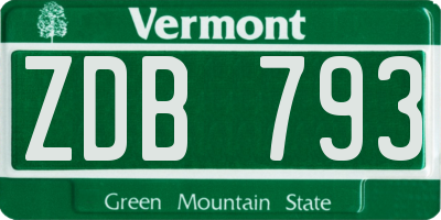 VT license plate ZDB793
