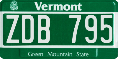 VT license plate ZDB795