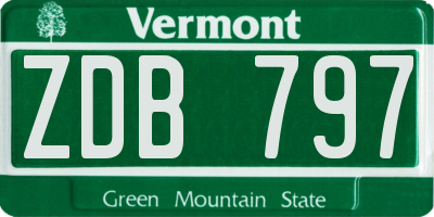 VT license plate ZDB797