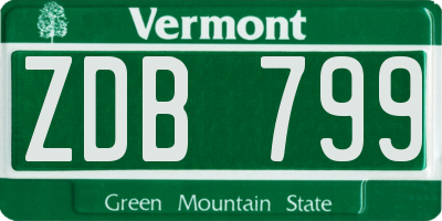 VT license plate ZDB799