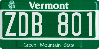 VT license plate ZDB801