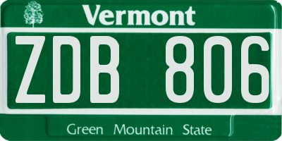VT license plate ZDB806