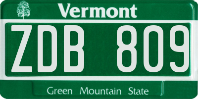 VT license plate ZDB809