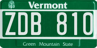 VT license plate ZDB810