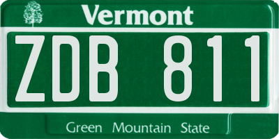 VT license plate ZDB811