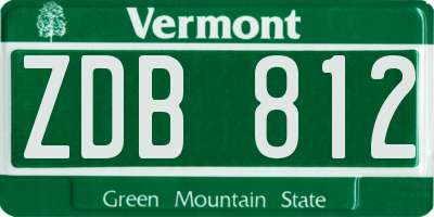 VT license plate ZDB812