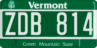 VT license plate ZDB814