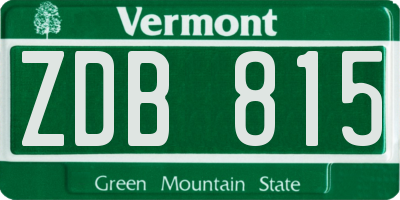 VT license plate ZDB815