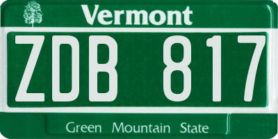 VT license plate ZDB817