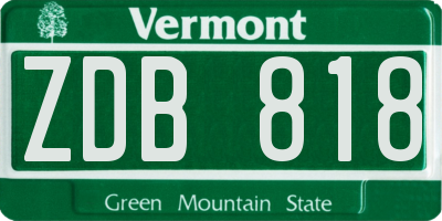 VT license plate ZDB818