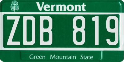 VT license plate ZDB819