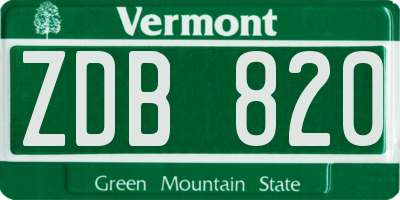 VT license plate ZDB820
