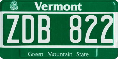 VT license plate ZDB822