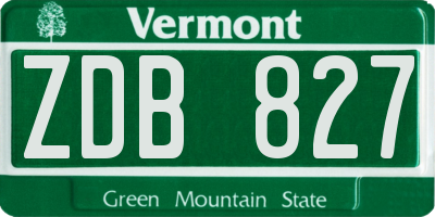 VT license plate ZDB827