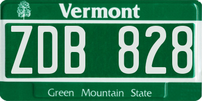 VT license plate ZDB828