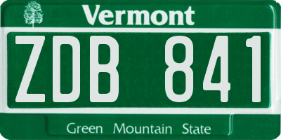 VT license plate ZDB841