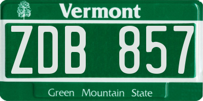 VT license plate ZDB857