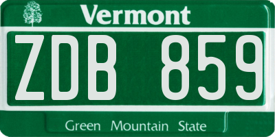 VT license plate ZDB859