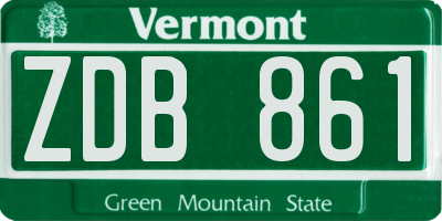 VT license plate ZDB861