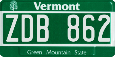 VT license plate ZDB862