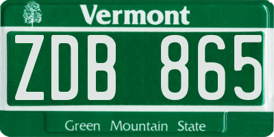 VT license plate ZDB865