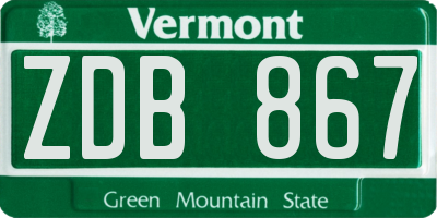 VT license plate ZDB867