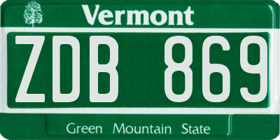 VT license plate ZDB869