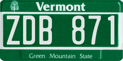 VT license plate ZDB871