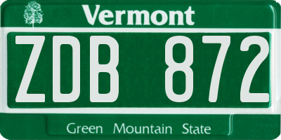 VT license plate ZDB872