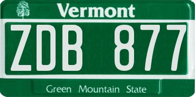 VT license plate ZDB877