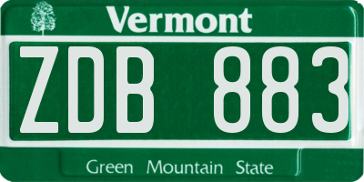 VT license plate ZDB883