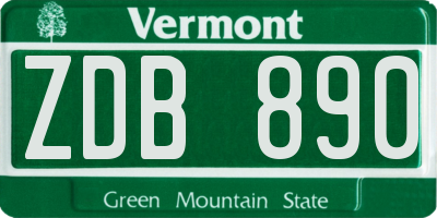 VT license plate ZDB890