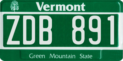 VT license plate ZDB891