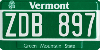 VT license plate ZDB897